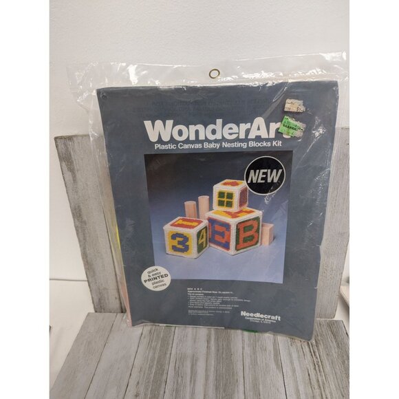 WonderArt Plastic Canvas Baby Nesting Blocks Kit Needlecraft Unassembled 3.5" Bl - Picture 1 of 5